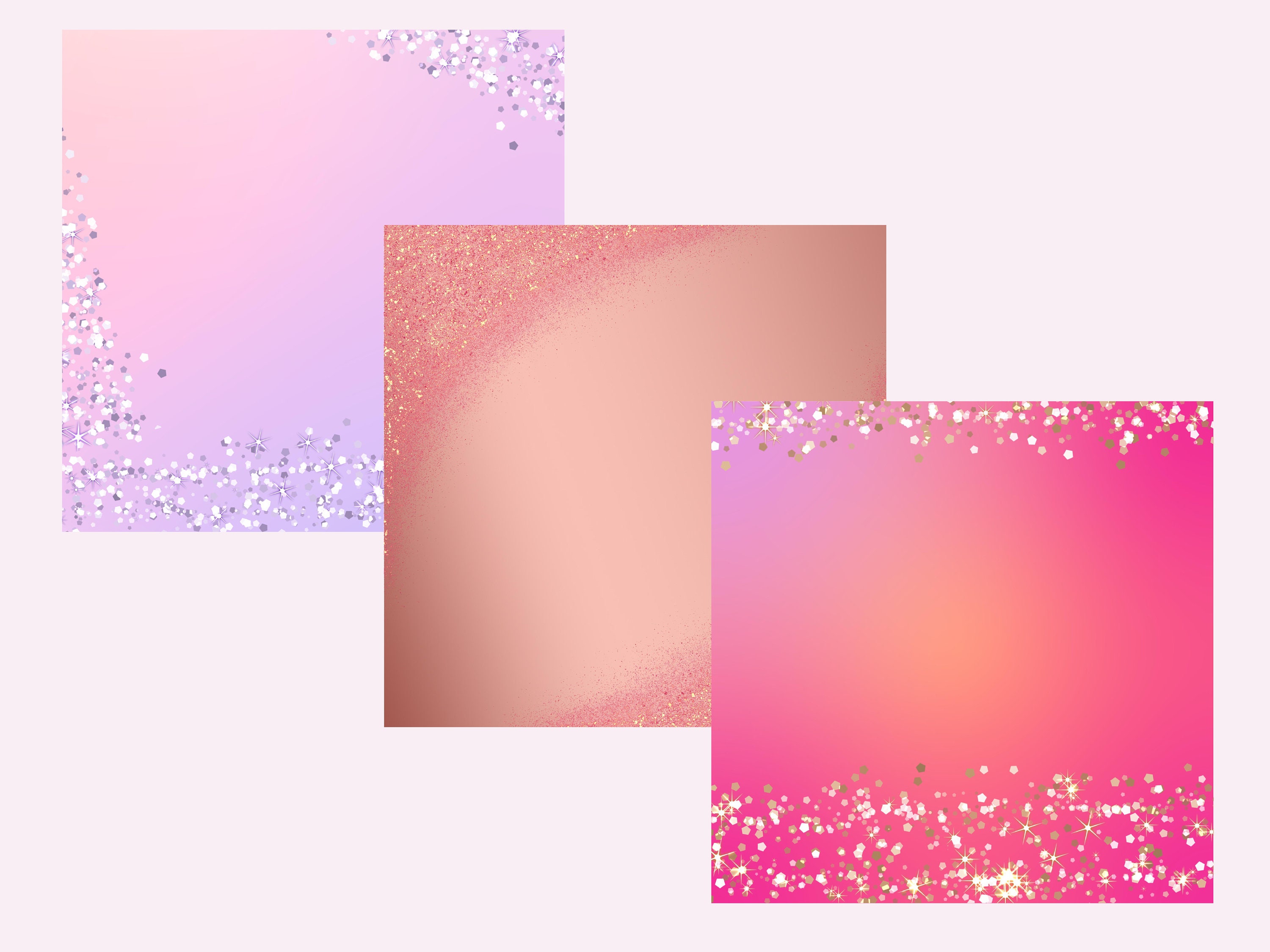 Pink Holographic Glitter Digital Paper, Printable Scrapbook Paper ...