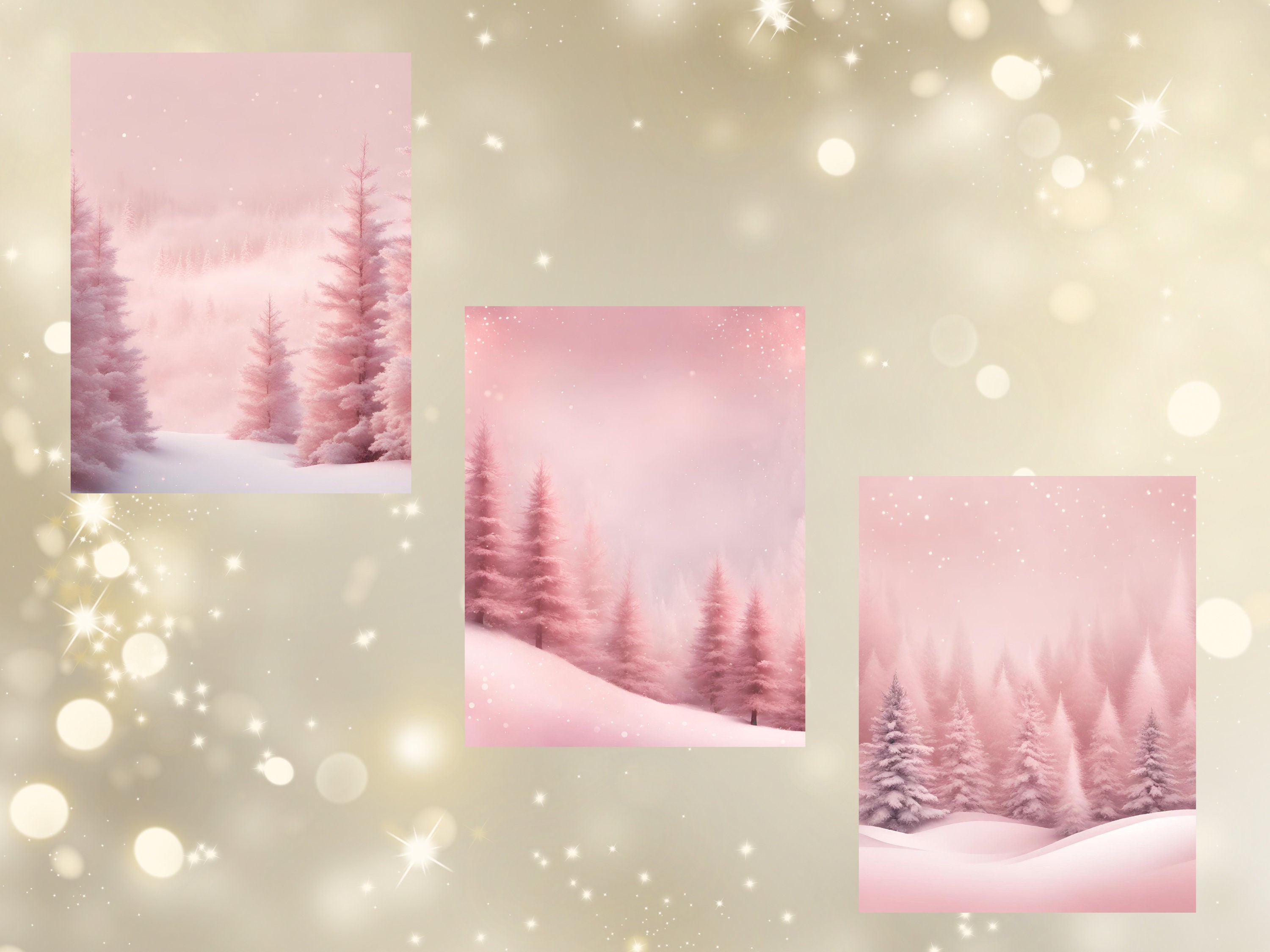 Printable Pink Wonderland Digital Paper, Pastel Holiday Ephemera ...