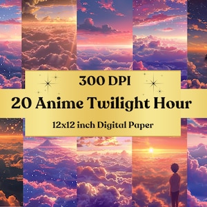 アニメのトワイライトアワー、ジブリ風のアニメ背景、夕焼けの背景、ゴールデンアワー、美的アニメ、セーラームーン風、星空観察