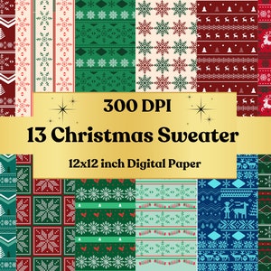 Xmas Sweater Printable Paper Pattern, Christmas Sweater Texture Background, Ugly Sweater Paper, Knitted Texture Backgrounds, Digital Paper