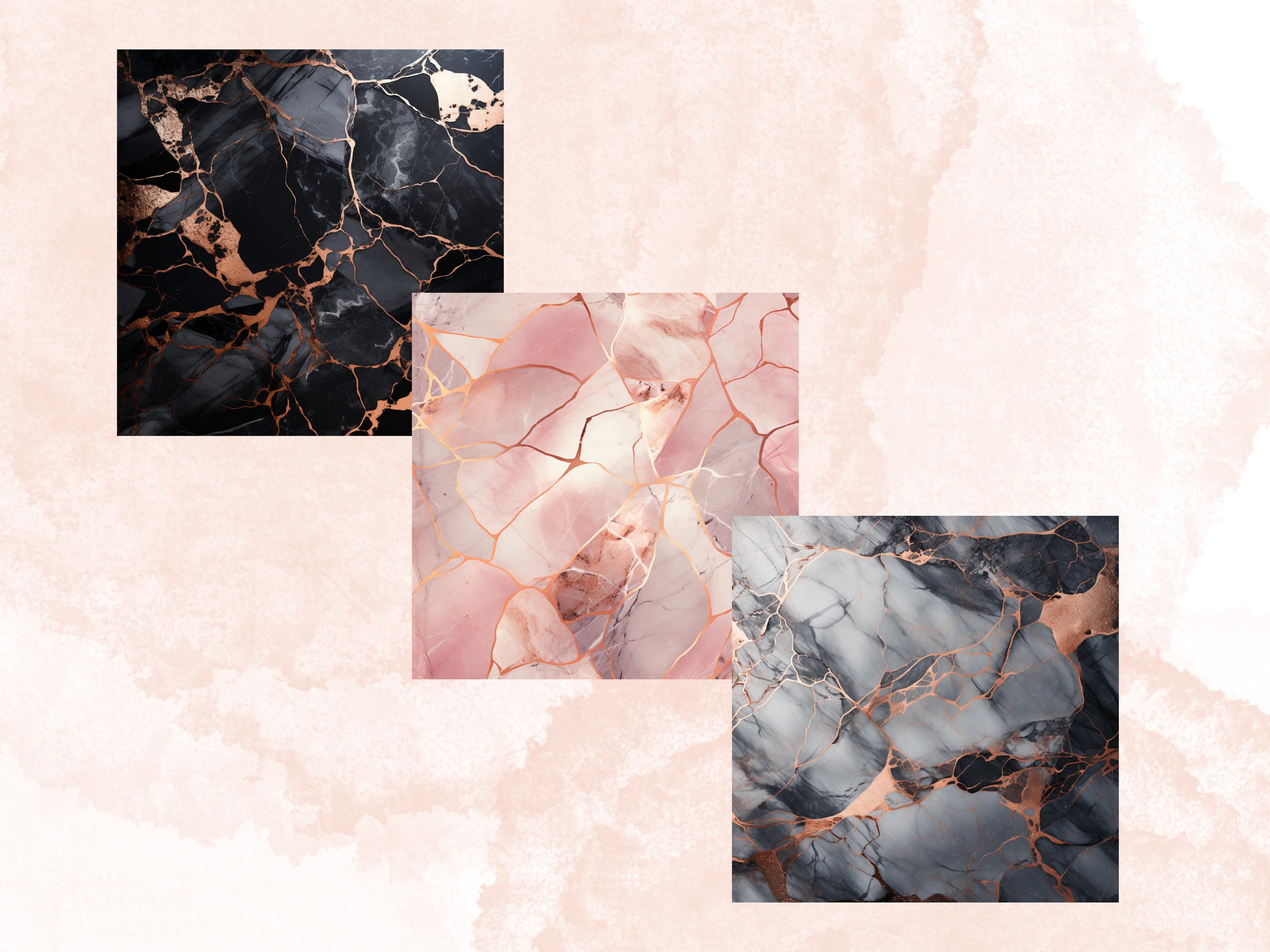 Rose Gold Marble Digital Paper, Marble Textures, Seamless Marble ...