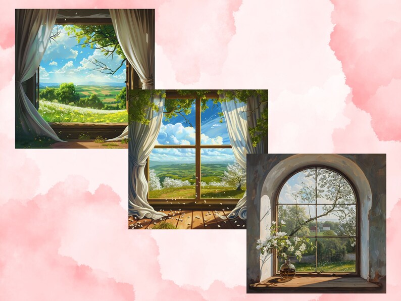 Open Window Landscape, Spring Windows, Floral Window, Spring Floral ...