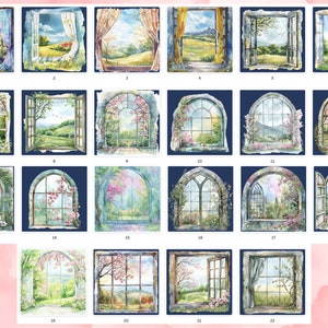 Watercolor Open Window Clip Art, Spring Graphics, Spring Clipart ...