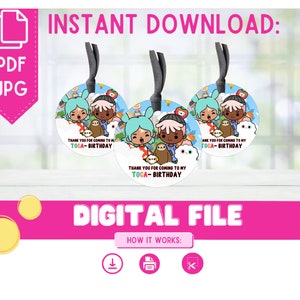 Instant Download Toca Life Tags/ Toca Life World/ Gift Tags/Toca Boca Birthday Party Printable/Digital Birthday Decorations
