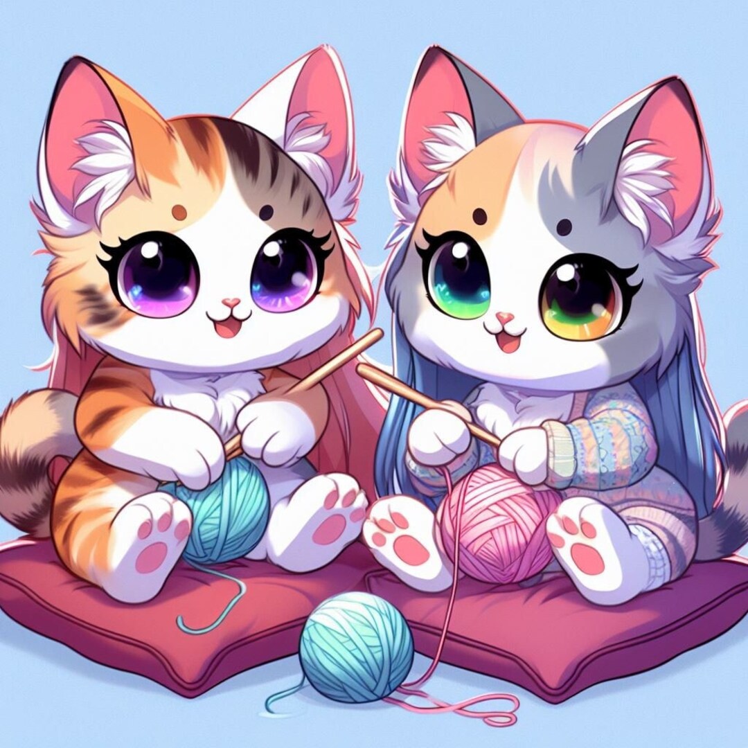 Anime Style Cats / Anime Art / Cats / Instant Download - Etsy