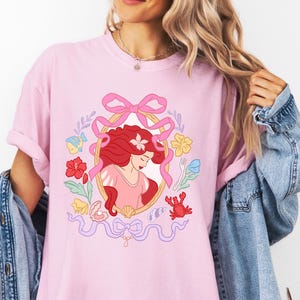 Disney Coquette Bow Little Mermaid Shirt, Disney Ariel Tee, Matching Princess Shirt, Disneyland Vacation Shirt, Magic Kingdom Girl Trip Tee,