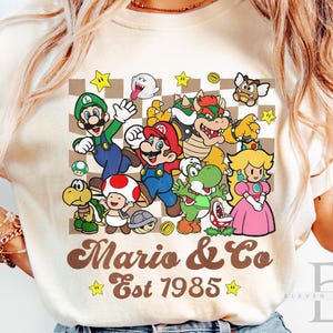 Comfort Colors Mario and Friends Shirt, Retro Super Mario Shirt, Mario Family Shirt,Super Mario Matching Tee, Super Mario Birthday Party Tee