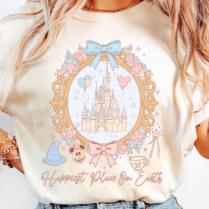 Comfort Colors Happiest Place On Earth Shirt, Disney Trip Shirt, Disney Coquette Magical Castle Shirt, Vintage Shirt ,Disney World Shirt