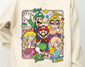 Super Mario Sweatshirt, Super Mario Matching Tee, Mario and Friends Sweatshirt,Super Mario Sweatshirt,Mario Family Sweatshirt,