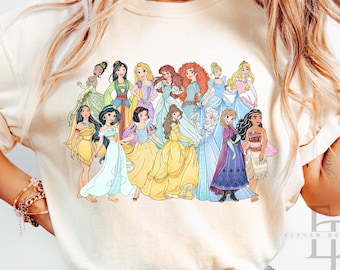 Comfort Colors Disneyland Princess Shirt, Disney Princess Characters Shirt,,Disneyland Shirt,Disney Girl Trip Shirt,Disney Princess Matching
