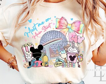 Comfort Colors Literally Just a Girl Shirt, Disney Meet Me On Main Street Shirt,Disney Magic Castle Shirt, Family Trip Matching Shirt,Epcot