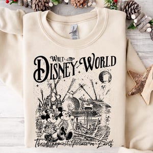 Retro Disneyworld The Happiest Place on Earth Sweatshirt,Vintage Disney Castle Mickey And Friends Sweater Hoodies,Disney Family Matching image 8
