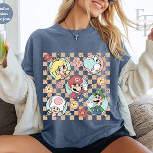Comfort Colors Retro Super Mario Shirt,Mario Family Shirt,Super Mario Matching Tee,Mario and Friends Shirts, Super Mario Birthday Party Tee image 3