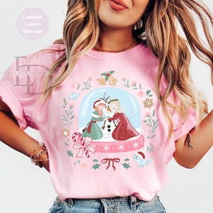 Comfort Colors Christmas Disney Princesses Shirt,Disney Anna And Elsa Princesses Christmas Tee,Disney Princesses Shirt,Merry Christmas Shirt image 1