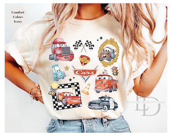 Comfort Colors Lightening McQueen Shirt,Checkered Lightning McQueen Mater Doc Cars Shirt,Cars Disney Family tripShirt,Cars Characters Shirt