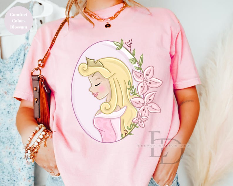 Comfort Colors Disney Princess Shirt, Disneyworld Shirt, Ariel Aurora Elsa Snow White Jasmine Belle Rapunzel Anna Alice ,Cinderella Shirt, image 2