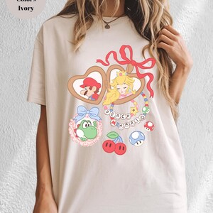 Coquette Bows Super Mario Shirt, Super Mario Luigi Shirt,Peach Princess Shirt Shirt,Comfort Colors Shirt, Super Mario Family Matching Shirt image 5
