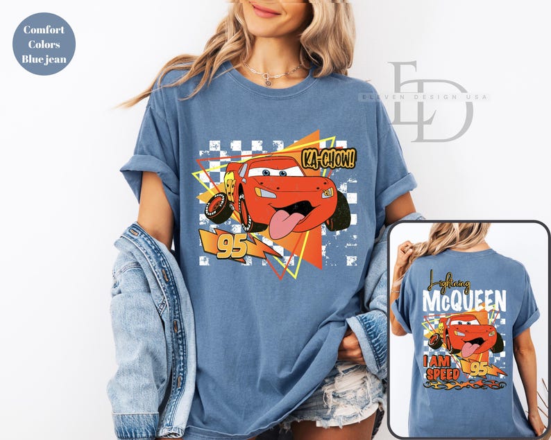Comfort Colors Retro Lightning McQueen Shirt,Lightning McQueen 95 Shirt,Springs Tee,Disney Pixar Cars Shirt,Mc Queen Shirt,Mc Queen LoverTee afbeelding 6