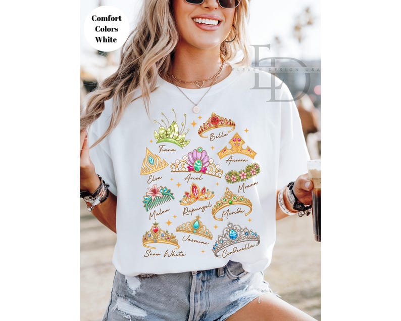 Comfort Colors Disney Princess Shirt, Princess Crown Shirt ,Disney Princess Tee, Disney Girl Trip Shirt, Disneyland Trip Shirt, Cinderella image 7