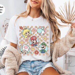 Comfort Colors Retro Super Mario Shirt,Mario Family Shirt,Super Mario Matching Tee,Mario and Friends Shirts, Super Mario Birthday Party Tee image 6