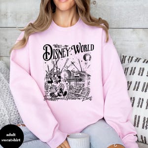 Retro Disneyworld The Happiest Place on Earth Sweatshirt,Vintage Disney Castle Mickey And Friends Sweater Hoodies,Disney Family Matching image 3