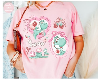 Mario Women Shirt, Coquette Bow Disney Mario Shirt , Girls Trip Shirt, Mario Coquette Shirt ,Coquette Strawberries
