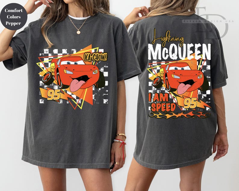 Comfort Colors Retro Lightning McQueen Shirt,Lightning McQueen 95 Shirt,Springs Tee,Disney Pixar Cars Shirt,Mc Queen Shirt,Mc Queen LoverTee afbeelding 2