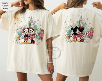 Comfort Colors Mickey and Minnie Christmas Tee, Disney Merry Christmas Shirt,Christmas Season Shirt, Disney Christmas Tee, Disney Xmas Shirt