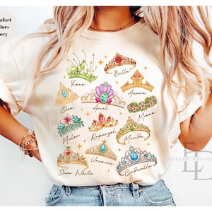 Comfort Colors Disney Princess Shirt, Princess Crown Shirt ,Disney Princess Tee, Disney Girl Trip Shirt, Disneyland Trip Shirt, Cinderella image 1