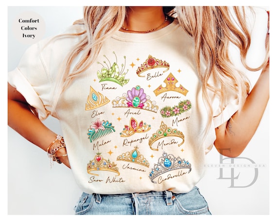 Comfort Colors Disney Princess Shirt, Princess Crown Shirt ,Disney Princess Tee, Disney Girl Trip Shirt, Disneyland Trip Shirt, Cinderella
