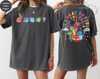 Camiseta Disney "Inside Out It's Okay To Feel All The Feels" de Comfort Colors, camiseta de salud mental, camiseta de inclusión, camiseta a juego de grupo de Inside Out