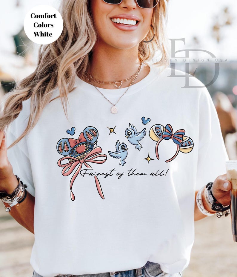 Camiseta Comfort Colors de princesas Disney, camiseta de Disneyworld, Ariel Aurora Elsa Blancanieves Jazmín Bella Rapunzel Anna Tiana, camiseta de Cenicienta, imagen 6