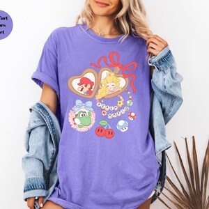 Coquette Bows Super Mario Shirt, Super Mario Luigi Shirt,Peach Princess Shirt Shirt,Comfort Colors Shirt, Super Mario Family Matching Shirt image 7