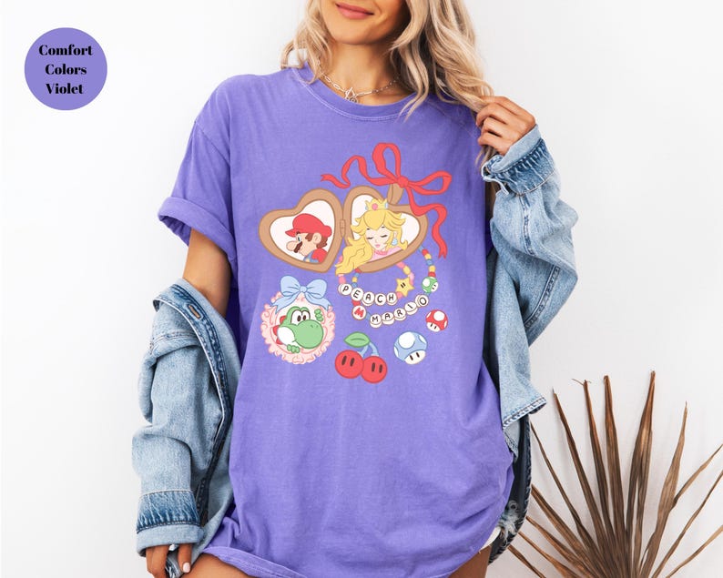Coquette Bows Super Mario Shirt, Super Mario Luigi Shirt,Peach Princess Shirt Shirt,Comfort Colors Shirt, Super Mario Family Matching Shirt image 7