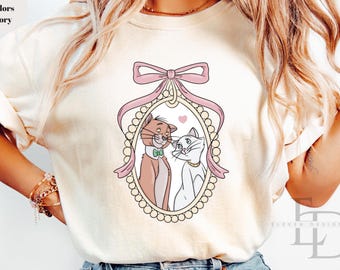 Camiseta de gato de Disney con lazos Coquette, camiseta de Marie Los Aristogatos de Disney, camiseta de gatos de Disney, camiseta de viaje para niñas, camiseta de viaje a Disneyland, camiseta Kingdom Family.