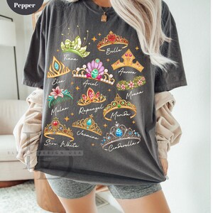 Comfort Colors Disney Princess Shirt, Princess Crown Shirt ,Disney Princess Tee, Disney Girl Trip Shirt, Disneyland Trip Shirt, Cinderella image 2