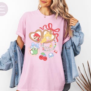 Coquette Bows Super Mario Shirt, Super Mario Luigi Shirt,Peach Princess Shirt Shirt,Comfort Colors Shirt, Super Mario Family Matching Shirt image 3