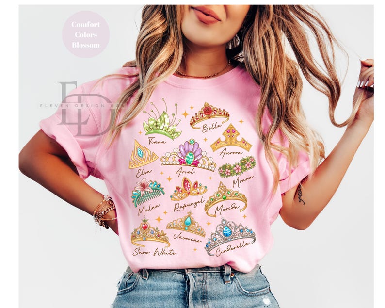Comfort Colors Disney Princess Shirt, Princess Crown Shirt ,Disney Princess Tee, Disney Girl Trip Shirt, Disneyland Trip Shirt, Cinderella image 3
