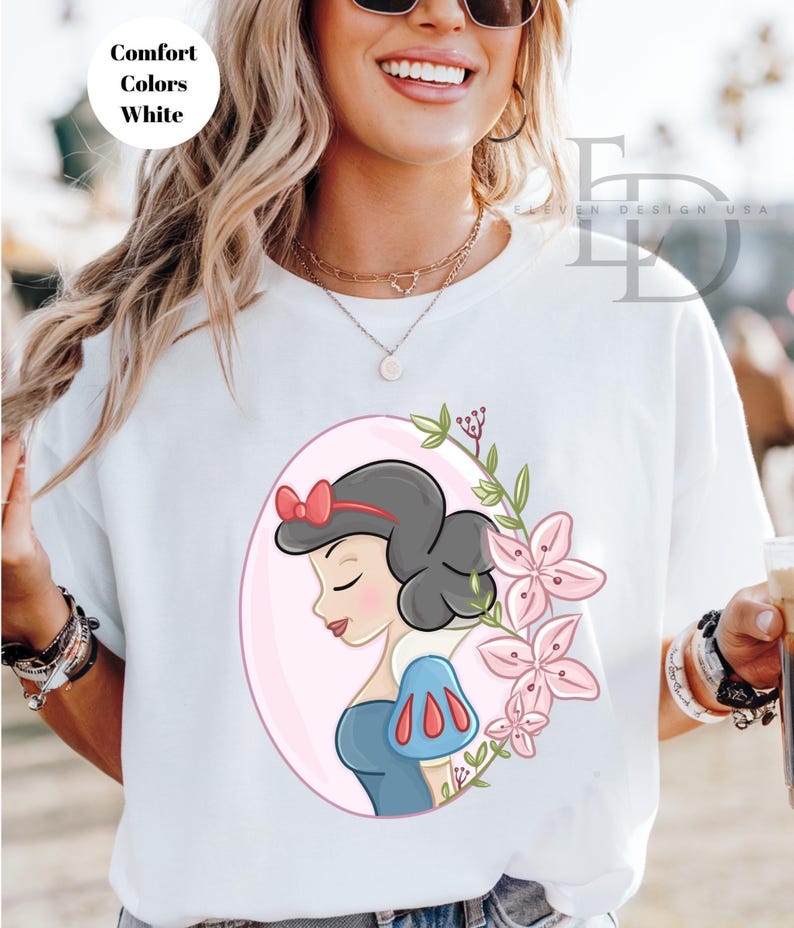 Comfort Colors Disney Princess Shirt, Disneyworld Shirt, Ariel Aurora Elsa Snow White Jasmine Belle Rapunzel Anna Alice ,Cinderella Shirt, image 7