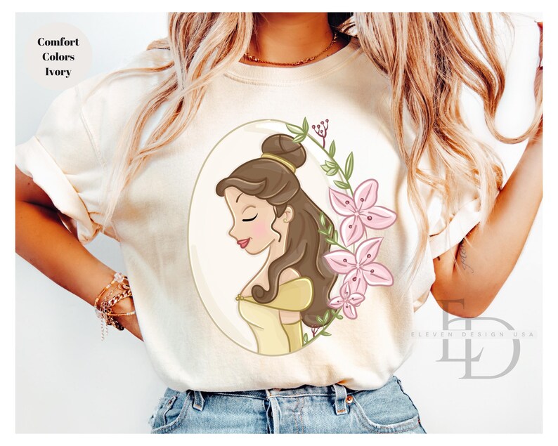 Comfort Colors Disney Princess Shirt, Disneyworld Shirt, Ariel Aurora Elsa Snow White Jasmine Belle Rapunzel Anna Alice ,Cinderella Shirt, image 5