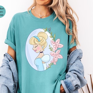 Comfort Colors Disney Princess Shirt, Disneyworld Shirt, Ariel Aurora Elsa Snow White Jasmine Belle Rapunzel Anna Alice ,Cinderella Shirt, image 4
