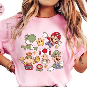 Comfort Colors Retro Super Mario Shirt,Super Mario Matching Tee,Mario and Friends Shirt, Super Mario Birthday Party Tee,Mario Family Shirt, image 2