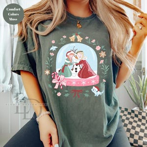 Comfort Colors Christmas Disney Princesses Shirt,Disney Anna And Elsa Princesses Christmas Tee,Disney Princesses Shirt,Merry Christmas Shirt image 2