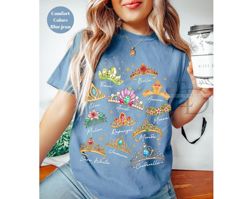 Comfort Colors Disney Princess Shirt, Princess Crown Shirt ,Disney Princess Tee, Disney Girl Trip Shirt, Disneyland Trip Shirt, Cinderella image 6