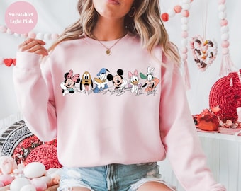 Mickey and Friends Signatures Sweatshirt, Disney Characters Hoody ,Disney Magical Sweatshirt, Disney Mouse Head Sweatshirt, Womens Hoodie
