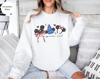 Sudadera con el mago mágico de Disney Mouse, sudadera con el hechicero de fantasía de Mickey Minnie, sudadera con el regalo de viaje de Disney, sudadera con capucha de Mickey Minnie con lazo coqueto