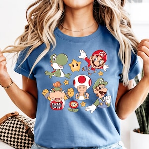 Comfort Colors Retro Super Mario Shirt,Super Mario Matching Tee,Mario and Friends Shirt, Super Mario Birthday Party Tee,Mario Family Shirt, image 5