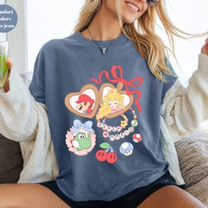 Coquette Bows Super Mario Shirt, Super Mario Luigi Shirt,Peach Princess Shirt Shirt,Comfort Colors Shirt, Super Mario Family Matching Shirt image 4