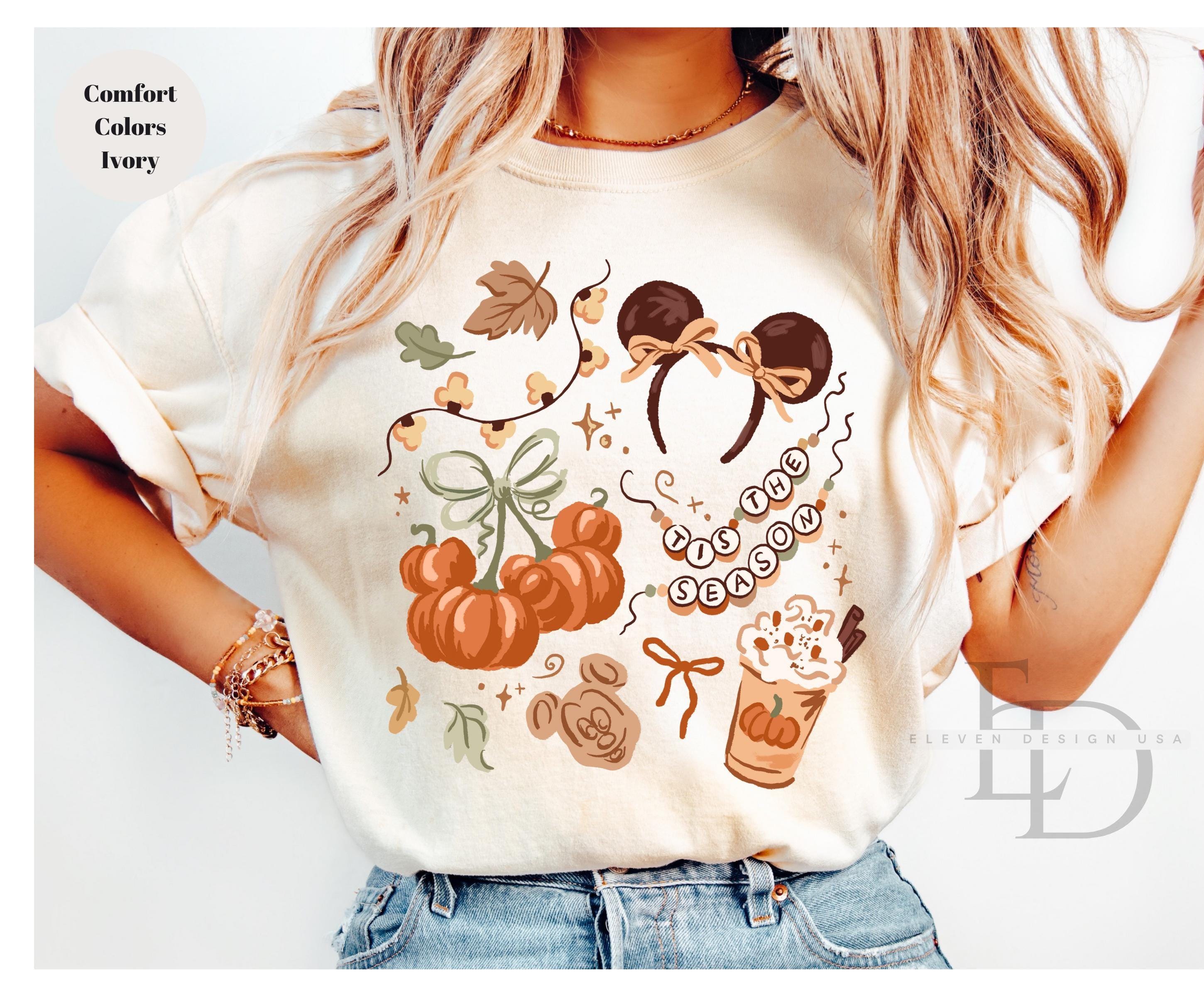 Tis the season Shirt, Coquette Bow Disney Castle Halloween Shirt, Disney Fall Shirt,Comfort Colors Shirt  Mickey Pumpkin Shirt,Halloween Tee
