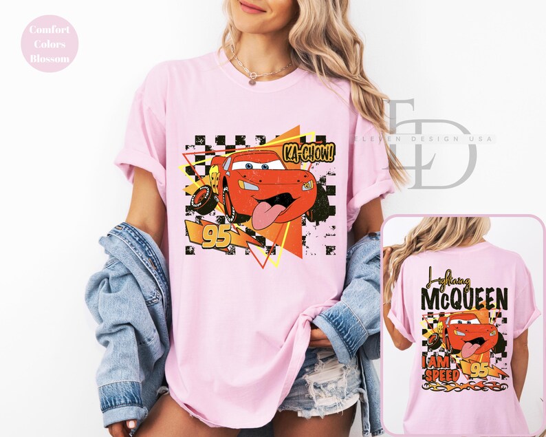 Comfort Colors Retro Lightning McQueen Shirt,Lightning McQueen 95 Shirt,Springs Tee,Disney Pixar Cars Shirt,Mc Queen Shirt,Mc Queen LoverTee afbeelding 3